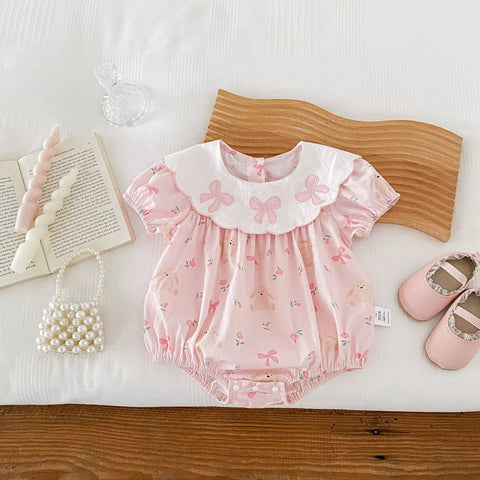 Baby Girl Bunny Bow Collar Bodysuit