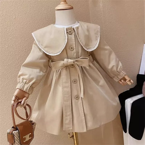 Girl Peter Pan Big Collar Trench Coat
