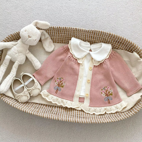 Baby Girl Darling Bouquet Knit Sweater
