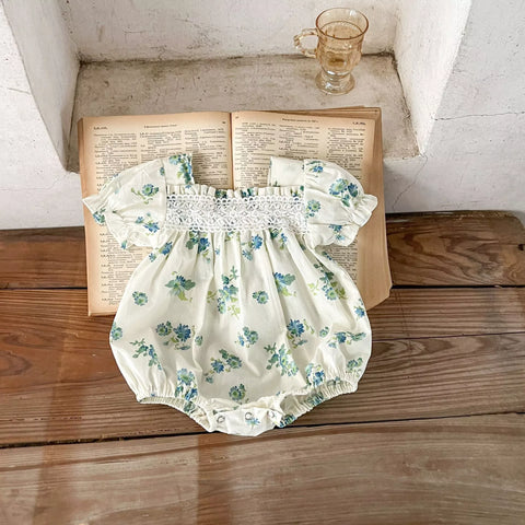 Baby Girl Blue Floral Bodysuit Set