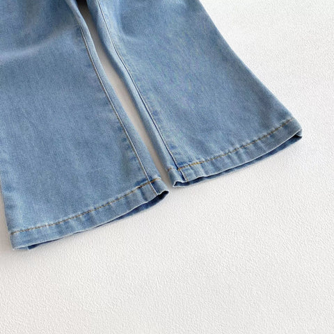 Toddler Girls Sheer Lace Skirt Denim Jeans