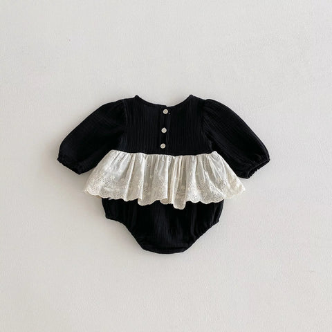 Baby Girl 2 in 1 Lace Overlay Cotton Bodysuit