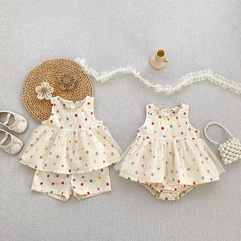Baby Girls Polka Dot Bodysuit Shorts Set