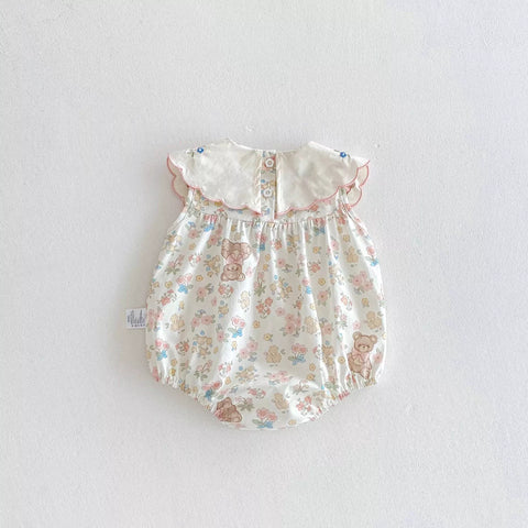 Baby Girl Sweet Teddy Bear Print Bodysuit