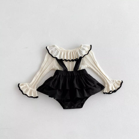 2 Pc Baby Girl Ruffle Knit Top w/ Bodysuit Bloomers