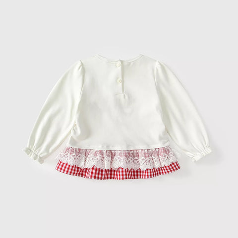 Baby Girl Bunny Patch Plaid Hem Shirt