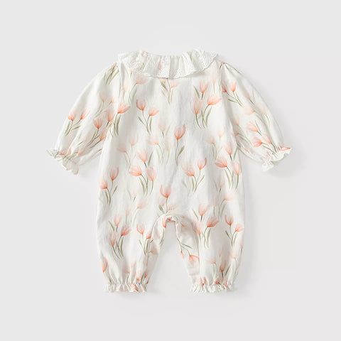 Baby Girl Tulip Lace Collar Romper