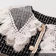 2 Pc Girls Tweed Lace Collar Jacket and Skirt Set