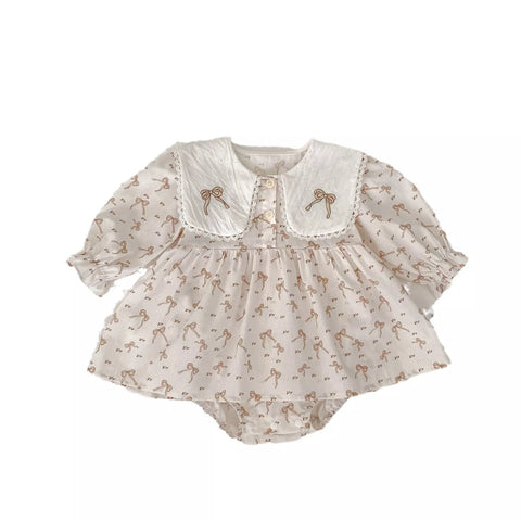 Baby Girl Vintage Ribbon Bodysuit Dress