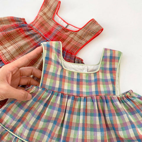 Girls Plaid Plaid Tank with Bubble Bloomer Shorts