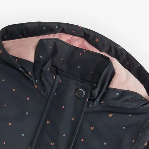 Girl Fleece Mini Hearts Print Jacket