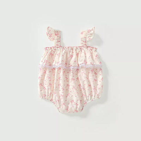 2 Pc Baby Girl Pink Ribbons Bodysuit w/Headband