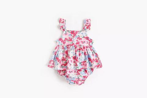 2 Pc Baby Girl Floral Pattern Top & Shorts Set