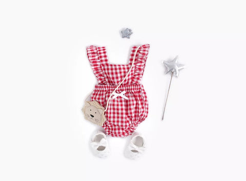 2 Pc Baby Girl Peter Pan Collar Gingham Plaid Bodysuit