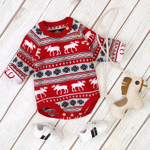 Unisex Baby Reindeer Christmas Sweater Bodysuit