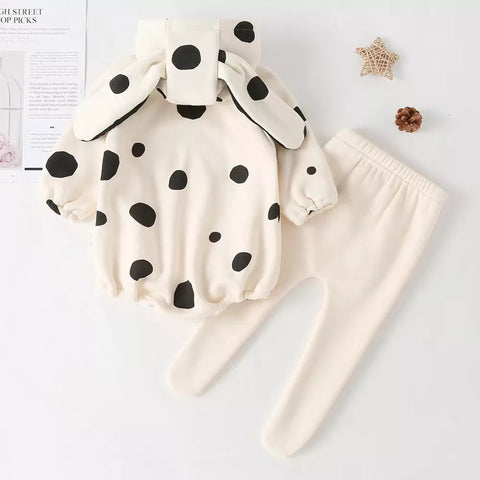 2 Pc Unisex Baby Dalmatian Hoody Bodysuit & Tights Set