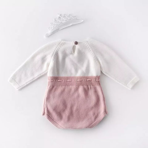 Baby Girl Knit Flower Crochet Bodysuit