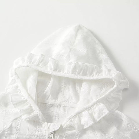 Girls Light Embroidered Lace Ruffle Jacket