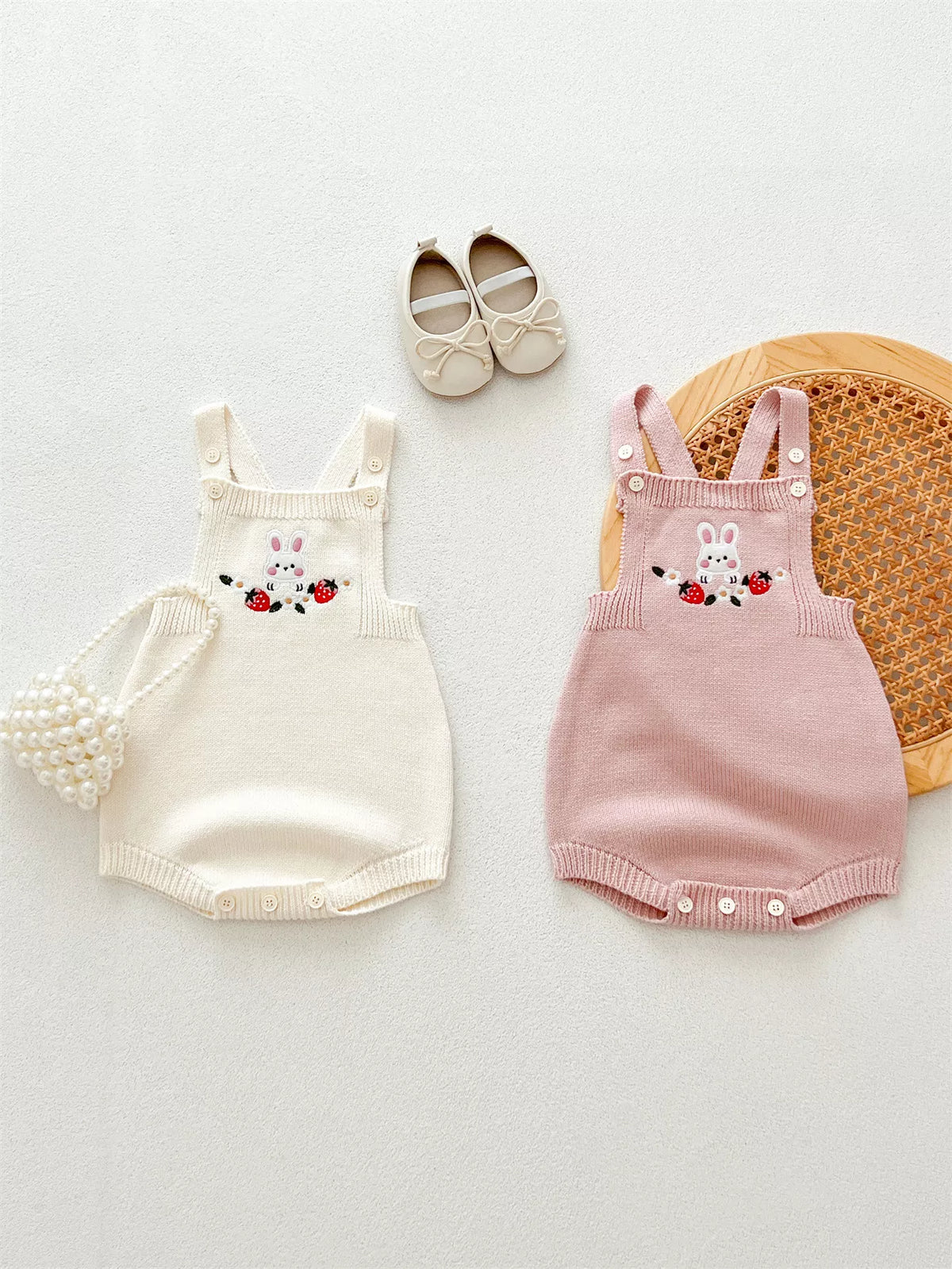 Baby Girl Bunny & Berries Knit Bodysuit