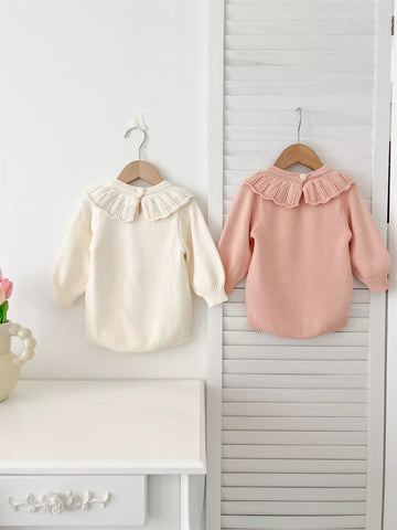 Baby Girl Flower Embroidery Knit Bodysuit