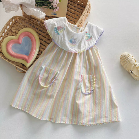 Girls Sailboat Rainbow Swing Dress