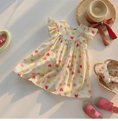 Girls Rainbow Hearts Swing Dress