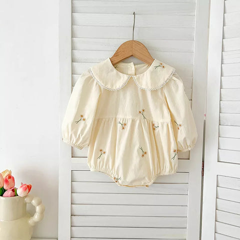 Girls Daisy Embroidery Collar Bodysuit or Dress