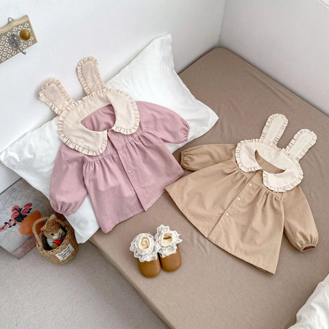 Baby Girl Autumn Rabbit Ear Collar Dress