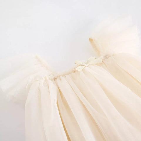 Girls Tulle Flutter Sleeve Dress