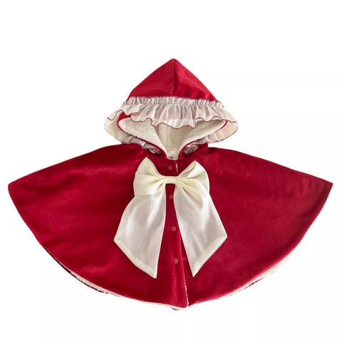 Girls Big Bow Ruffle Cape Shawl