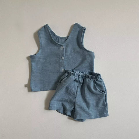 Baby Boy Light Fabric Vest and Shorts Set