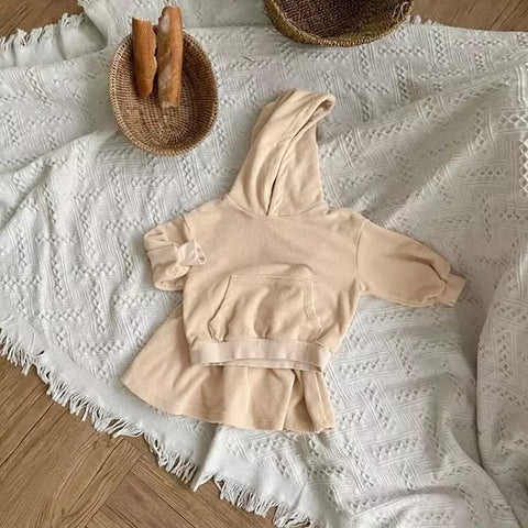 2 Pc Baby Girl Terry Cloth Hoody & Skirt Set