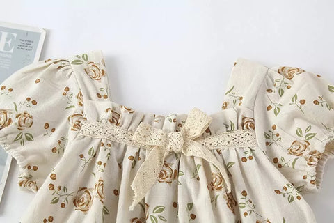 Baby Girl Vintage Rose Square Neck Bodysuit