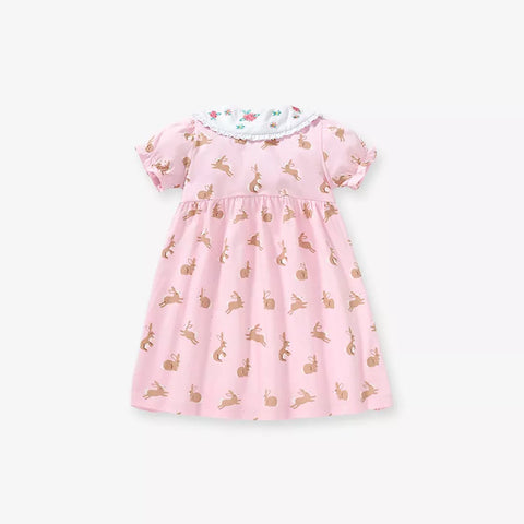 Girls Bunny Hop Collar Tee Shirt Dress