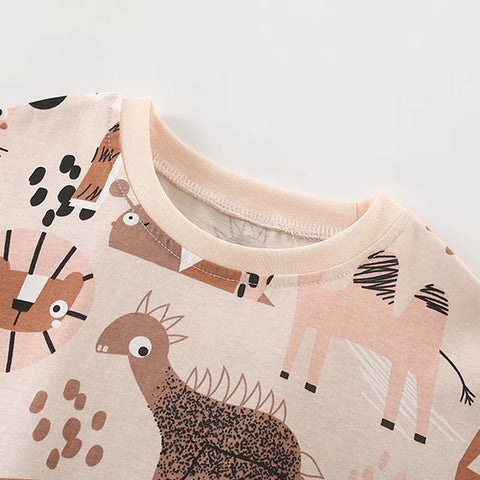 2 Pc Boys Abstract Dinosaur Print Tee & Shorts Set