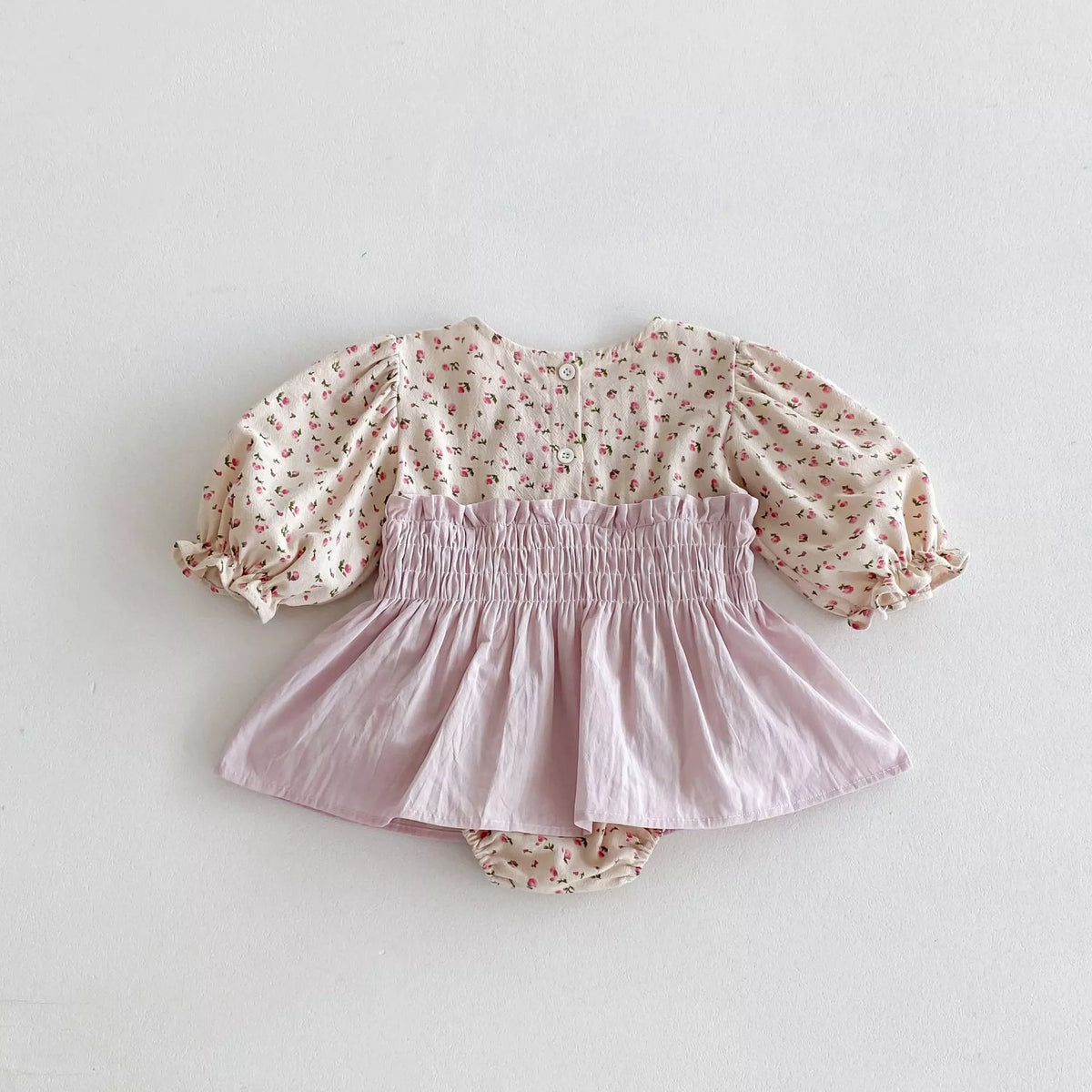 Baby Girls Ditsy Floral Smocked Waist Bodysuit Dress