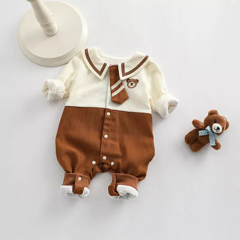 Baby Girl Boy Uniform Style Bear Bodysuit Romper