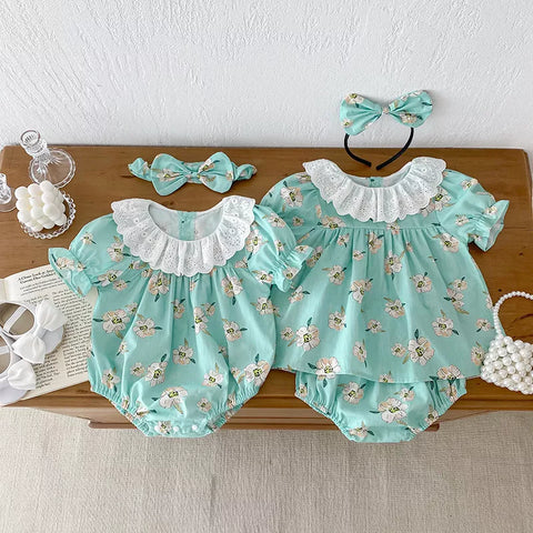 Baby Girl Mint Blossom Bodysuit Set