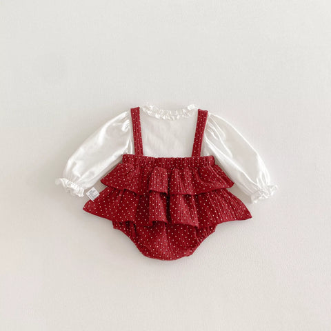 2 in 1 Baby Girl Polka Dot Layered Skirt Dress