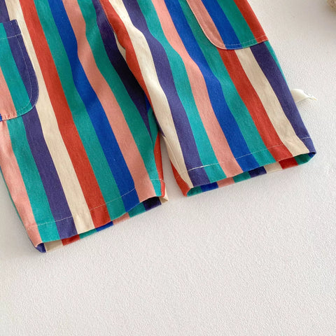 Unisex Rainbow Raindrop Stripes Overalls