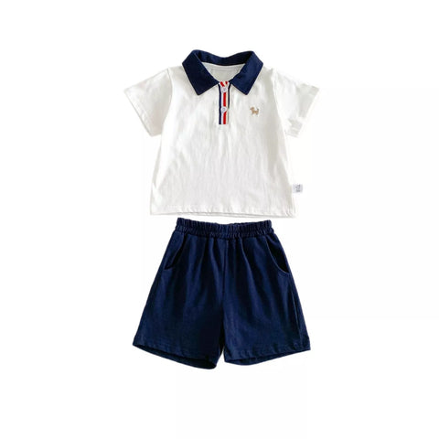 2 Pc Baby Boy Preppy Polo & Shorts Set