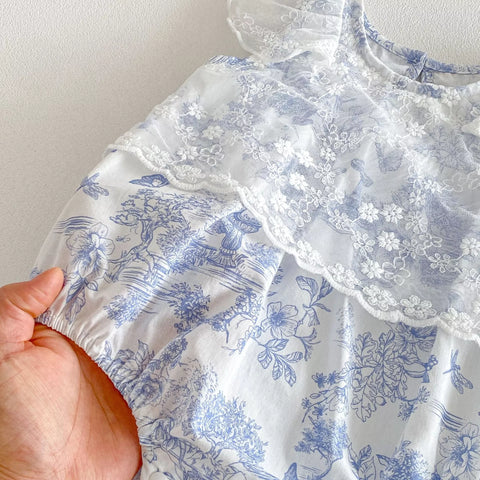 Baby Girl Garden Motif Sheer Lace Layered Bodysuit
