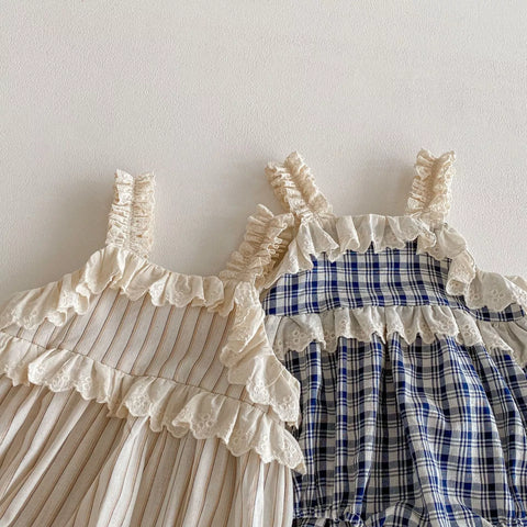 Baby Girl Ruffle Trim Plaid Cami Bodysuit
