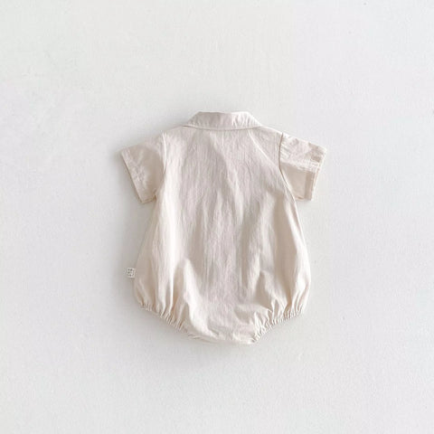 Baby Boy Button Up Bow Tie Chambray Bodysuit