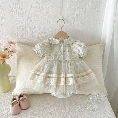 Baby Girl Watercolor Floral Sheer Skirting Dress