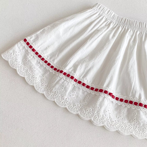 Girls Cherry Tank Top and Cotton Skirt Set