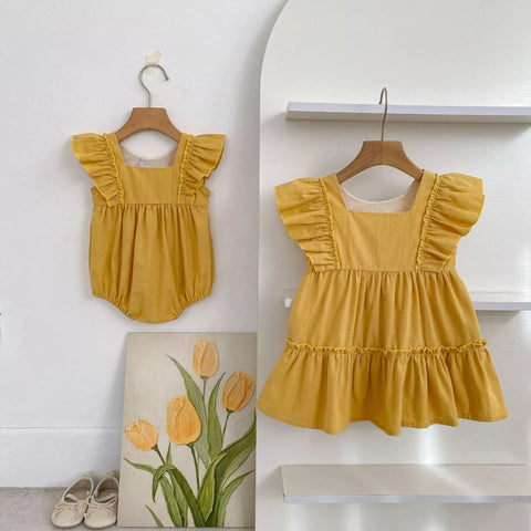 Girls Summer Wild Flower Embroidered Bodysuit or Dress
