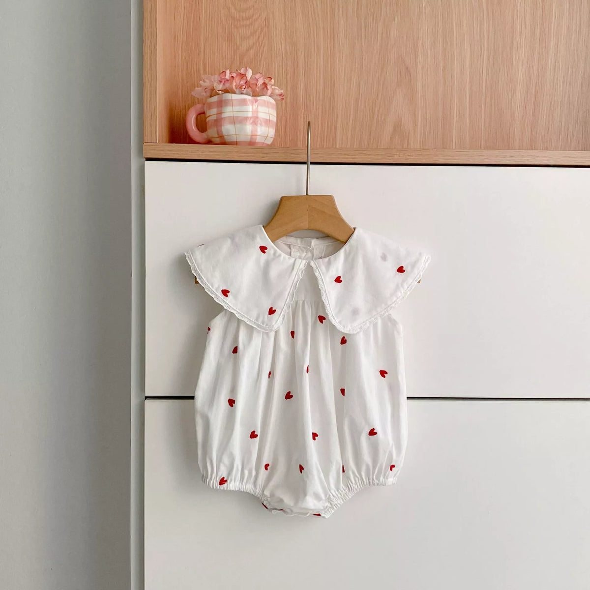 Girls Big Collar Hearts Emb Bodysuit or Dress