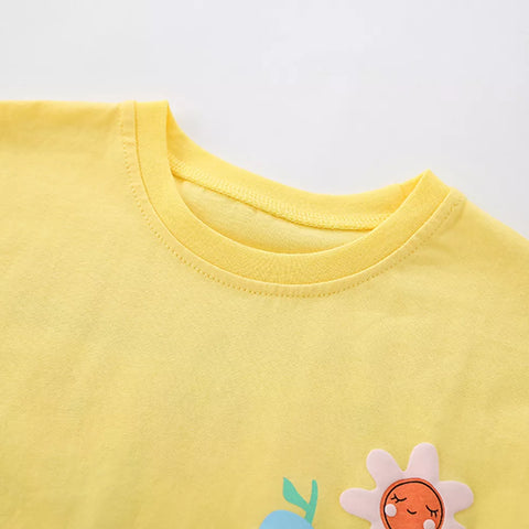 2 Pc Girls Fruits & Veggies Tee Shorts Set