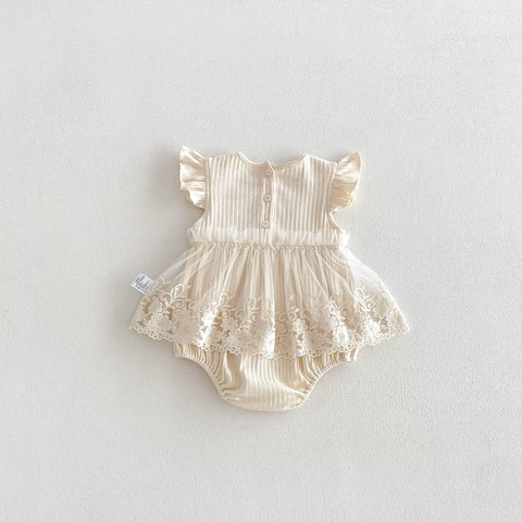 Baby Girl Bow Lace Skirt Bodysuit Dress